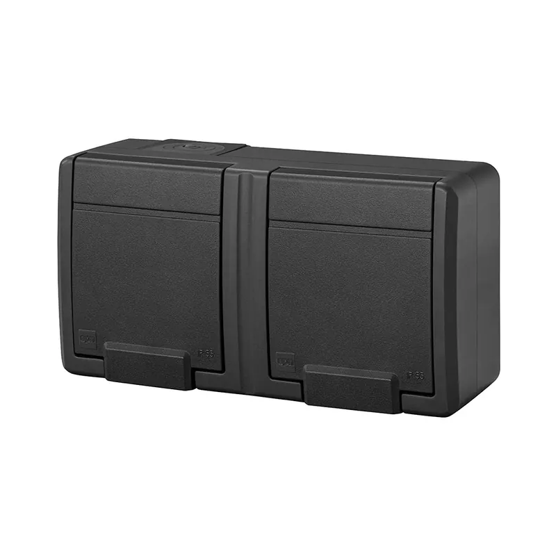Gniazdo podwójne hermetyczne AQUANT 2K 5042-17 Elektro-Plast Nasielsk – 2x2P+Z, Antracyt RAL 7016, IP55