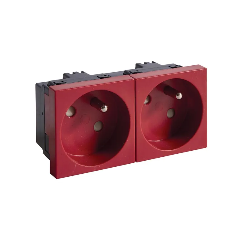 Gniazdo 2P+Z 33° 2-krotne 45x45mm bezhalogenowe czerwone EER2333020 Tehalit