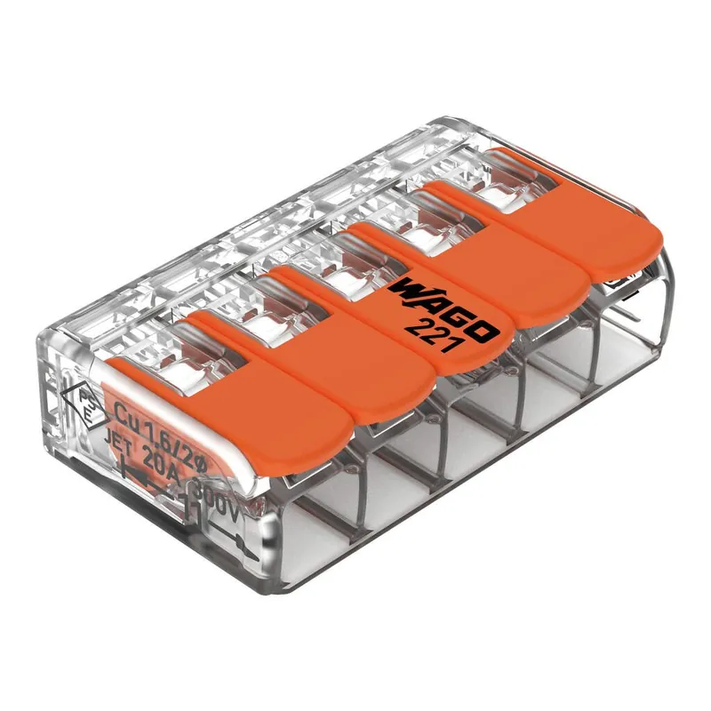 Złączka instalacyjna z dźwignią WAGO 221-415 (5-przewodowa, 4 mm2)