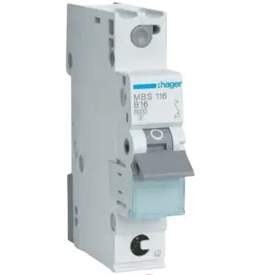 MCB WYŁĄCZNNIK NADPRĄDOWY 1P/B16A Icn=6000A QUICKCONNECT HAGER MBS116