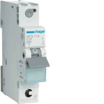 MCB WYŁĄCZNIK NADPRĄDOWY ICN=6000A 1P C 16A QUICKCONNECT MCS116 HAGER