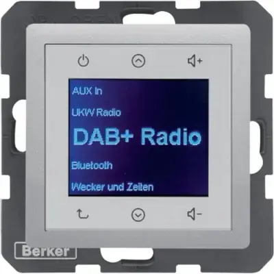 Hager Berker Q.1/Q3/Q7 Radio Touch DAB+, Bluetooth aluminium aksamit