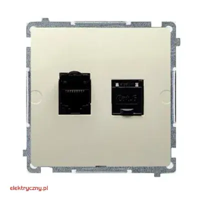 SIMON BASIC BEŻOWY GNIAZDO KOMPUTEROWE RJ45 EKRANOWANE PODWÓJNE KAT. 6 BM62E.01/12 KONTAKT-SIMON