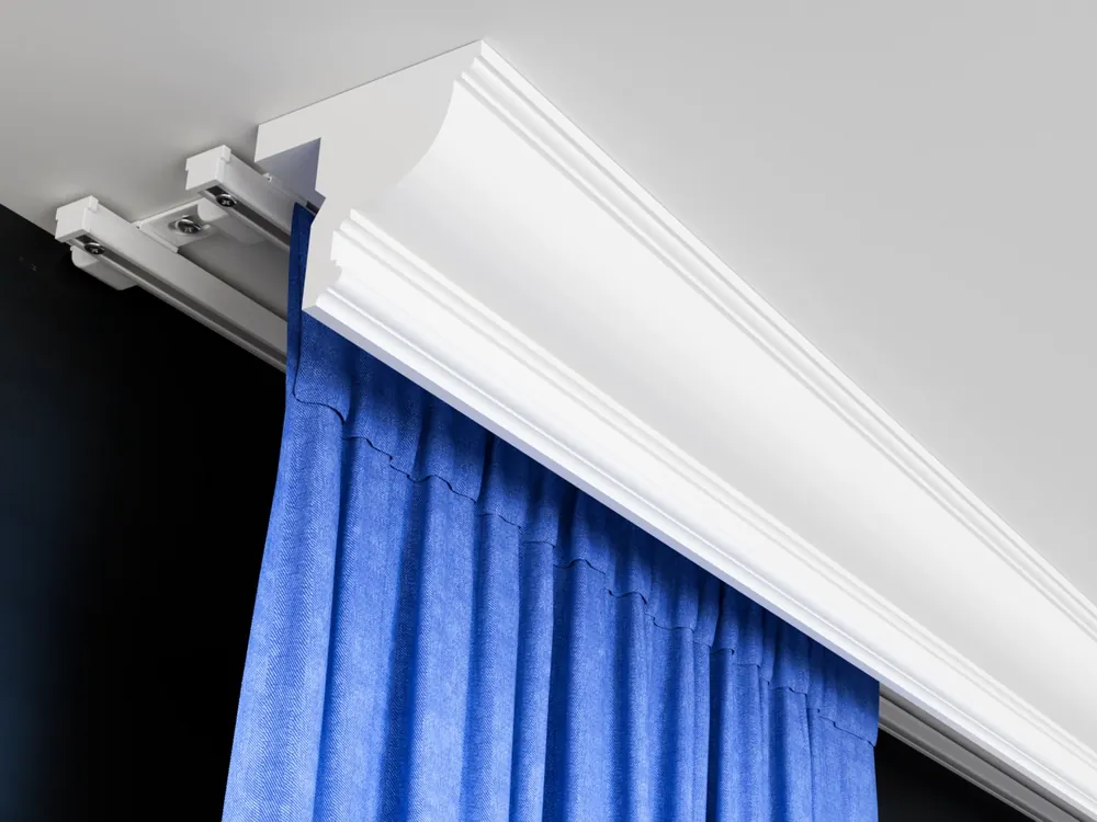 Karnisz sufitowy biały ZS dwutorowy z maskownicą 13,5 cm LKO10