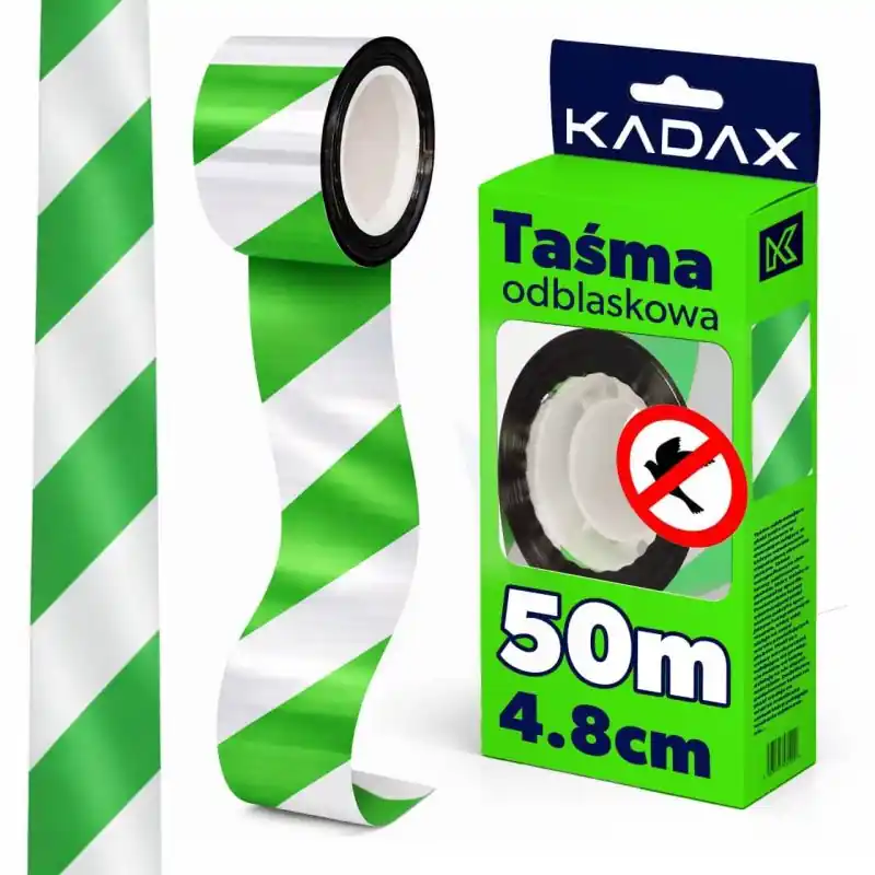 Taśma odblaskowa przeciw ptakom 4,8 cm x 50 m, zielona