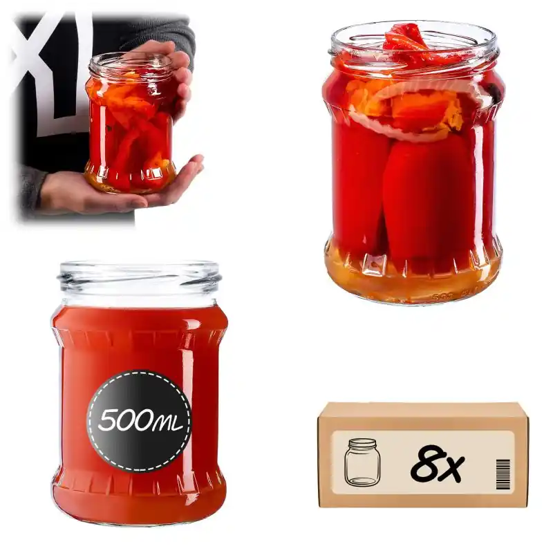 Słoiki na przetwory Kisko 500ml 8szt fi 82 mm bez wieczka
