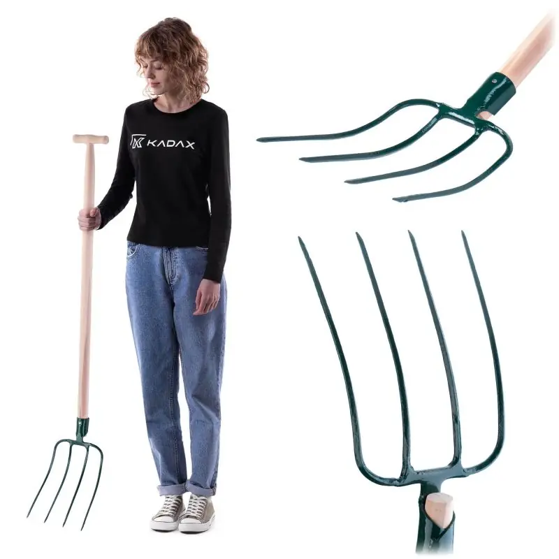 Widły do siania Varzi 4 zęby 129 cm, zielone