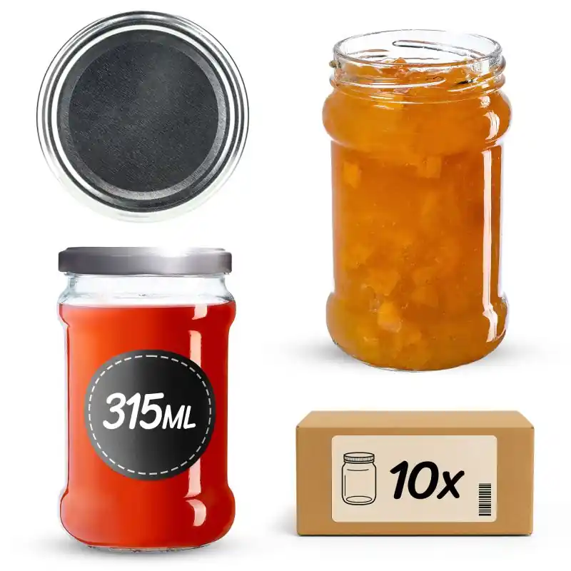 Słoiki na przetwory Seno 315ml 10szt fi 66 mm + wieczka srebrne