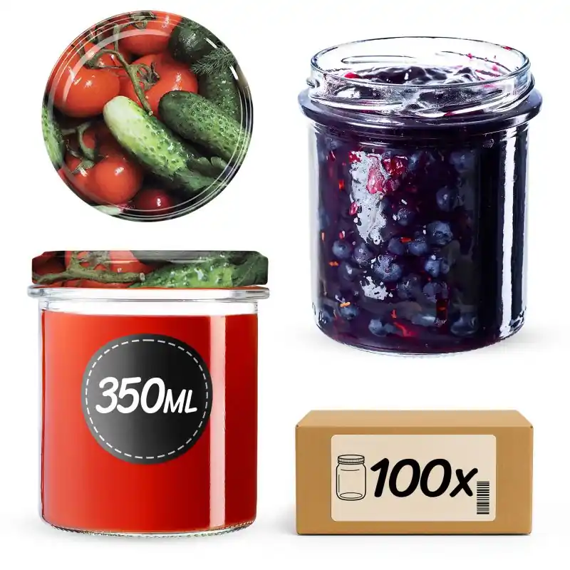 Słoiki na przetwory Avila 350ml 100szt fi 82 mm + wieczka "Warzywa"