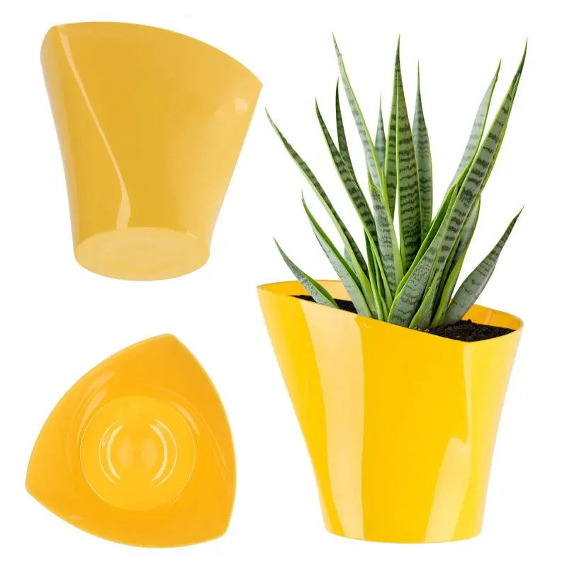 Doniczka asymetryczna 17 cm, żółta