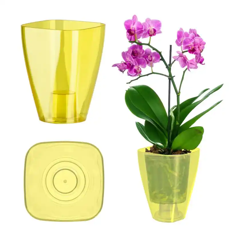 Doniczka kwadratowa Menfi 13 cm, żółta