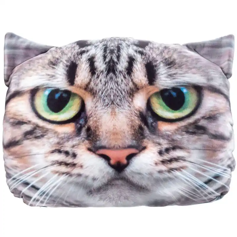 Poduszka maskotka z nadrukiem 45 x 30 cm bury kot