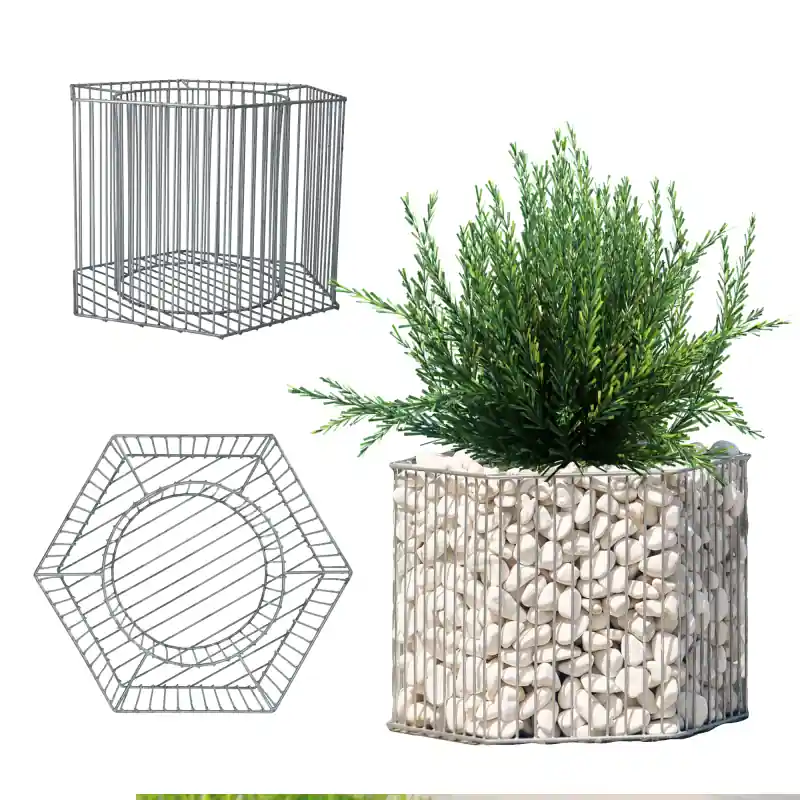 Gabion ogrodowy stalowy 39 x 56 cm, srebrny