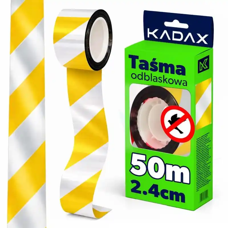 Taśma odblaskowa na ptaki 2,4 cm x 50 m, żółta