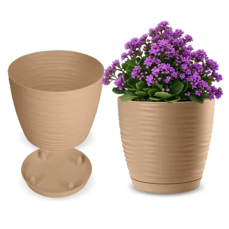 Doniczka z podstawką Temara 17 cm, cafe latte