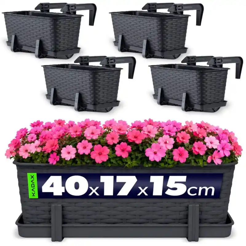 Skrzynka balkonowa z uchwytami Castro antracyt 40 cm, 4 szt.