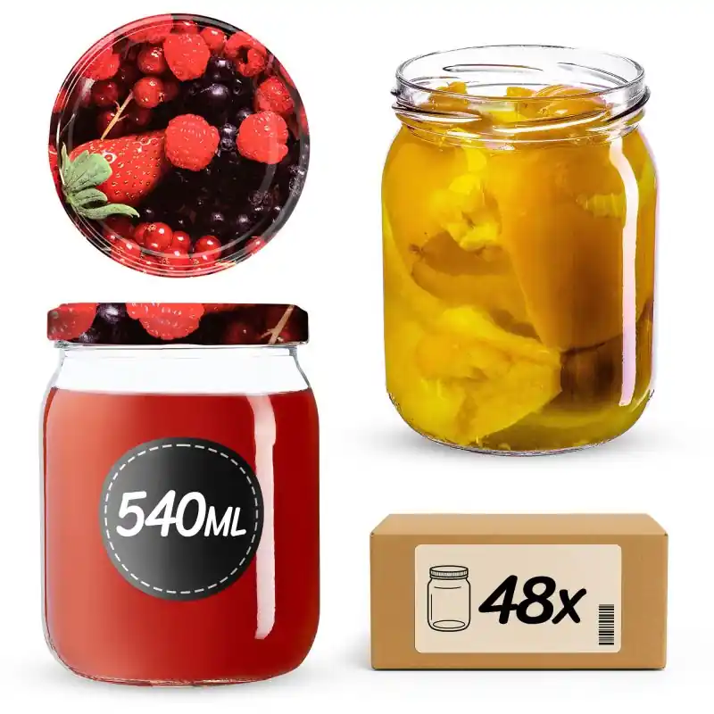 Słoiki Senna 540ml 48szt fi 82 mm + wieczka "Jagody"