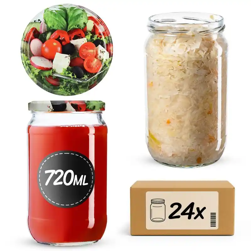 Słoiki na przetwory Niva 720ml 24szt fi 82 mm + wieczka "Mix Warzyw"