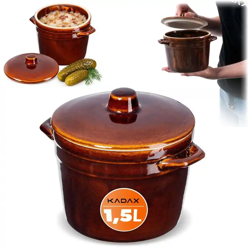 Garnek kamionkowy Athena 1.5L 15cm z pokrywką