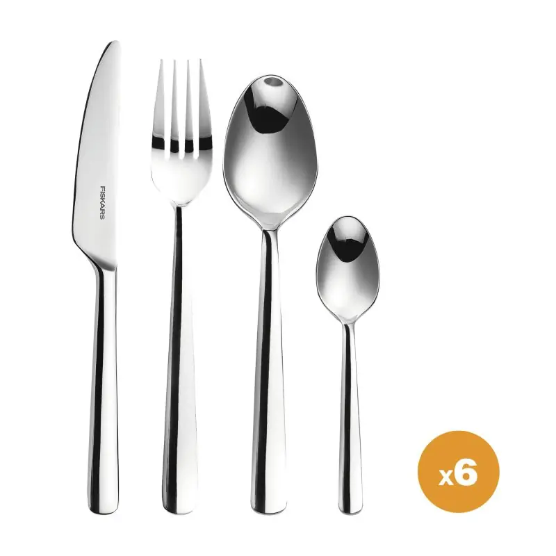 Fiskars 1071623 FF Zestaw sztućców, błyszczący, 24 szt.