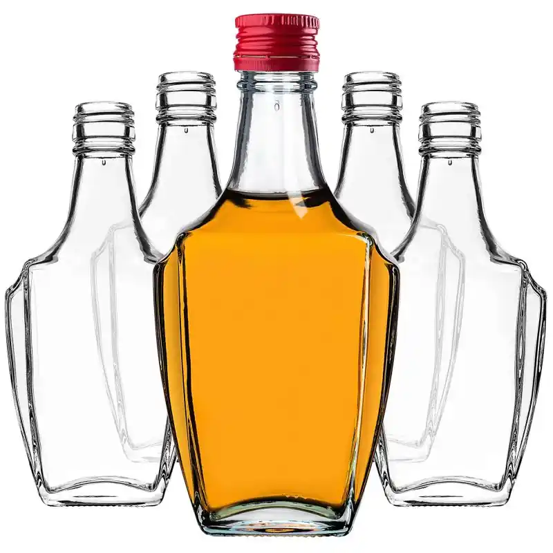 Szklana butelka na nalewkę Faenza 250ml z czerwoną zakrętką 5 szt.