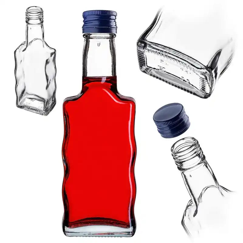 Szklana butelka na nalewkę Fala 200ml z granatową zakrętką 1 szt.