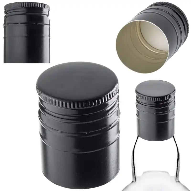 Aluminiowa zakrętka do butelek Annot fi 28mm długa czarna 50 szt.