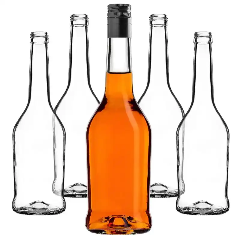 Szklana butelka na nalewkę Loiret 500ml z długą czarną zakrętką 5 szt.