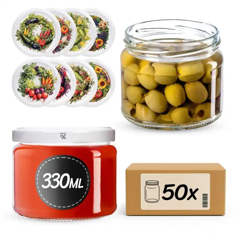 Słoiki na przetwory Sonka 330ml fi 82 mm 50szt + wieczko Garden wreath