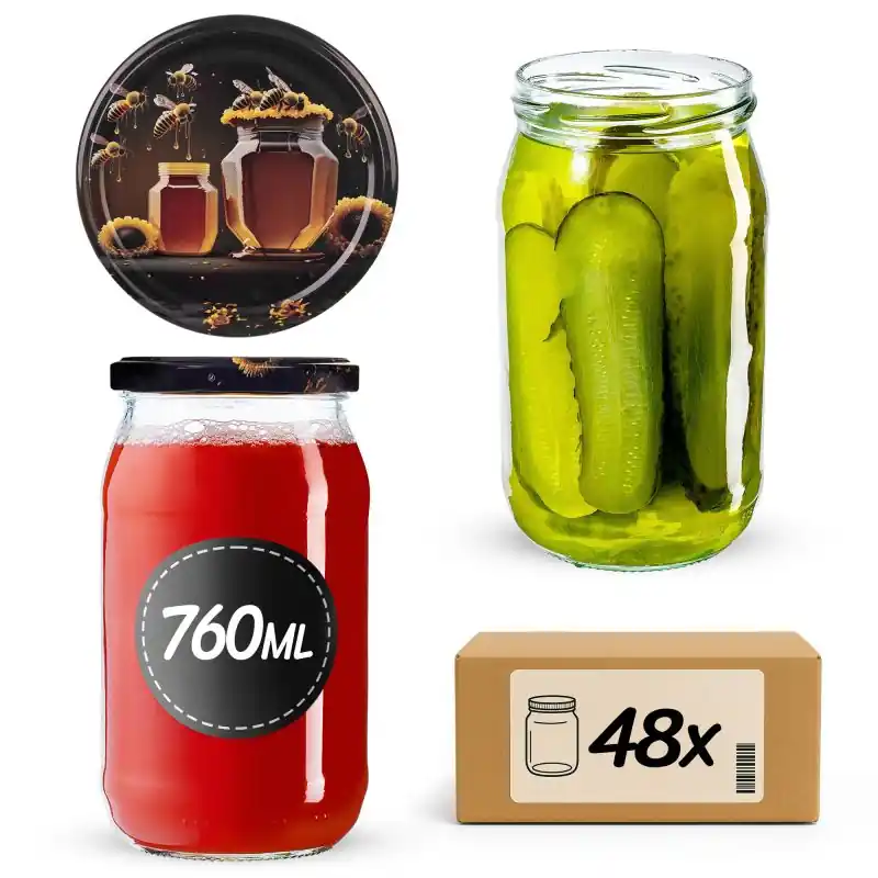 Słoiki na przetwory Niva 760ml fi 82 mm 48szt + wieczko Miód czarny