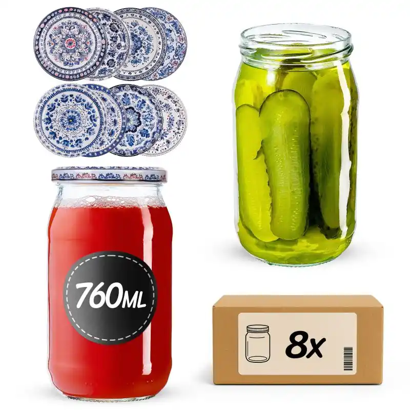 Słoiki na przetwory Niva 760ml fi 82 mm 8szt + wieczko Bolesławiec