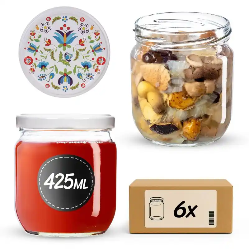 Słoiki na przetwory Salla 425ml fi 82 mm 6szt + wieczko Kaszuby