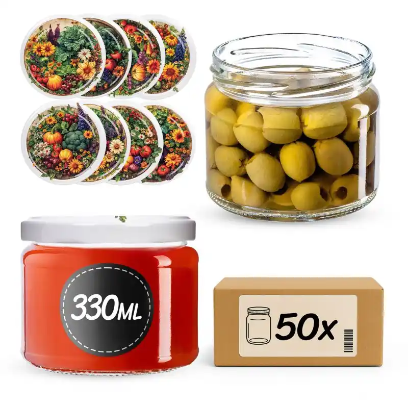 Słoiki na przetwory Sonka 330ml fi 82 mm 50szt + wieczko Warzywny mix