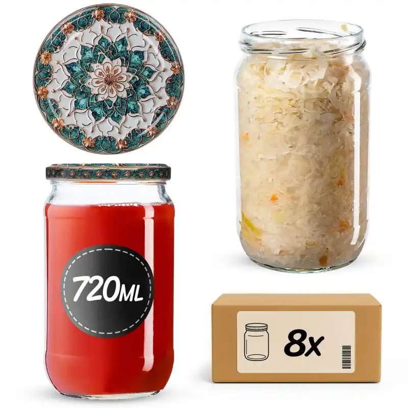 Słoiki na przetwory Niva 720ml fi 82 mm 8szt + wieczko Ceramics 1