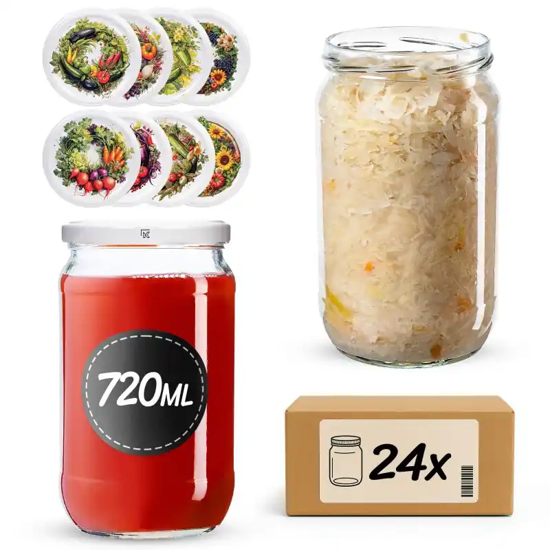 Słoiki na przetwory Niva 720ml fi 82 mm 24szt + wieczko Garden wreath