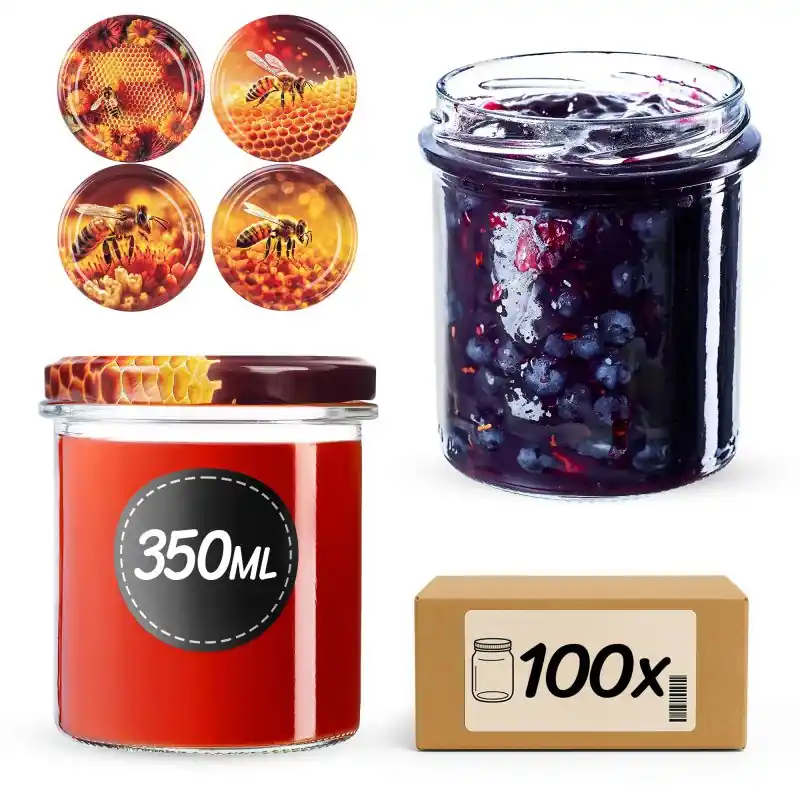 Słoiki na przetwory Avila 350ml fi 82 mm 100szt + wieczko Zestaw miodowy