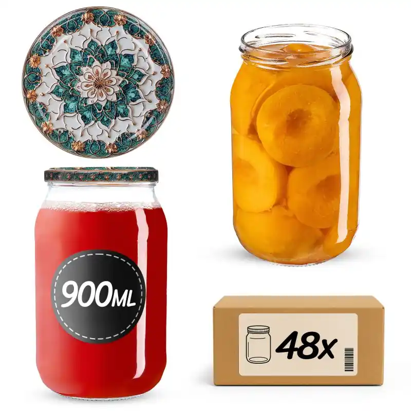 Słoiki na przetwory Simo 900ml fi 82 mm 48szt + wieczko Ceramics 1