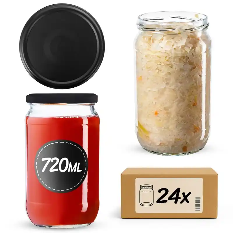 Słoiki na przetwory Niva 720ml fi 82 mm 24szt + wieczko Czarny mat