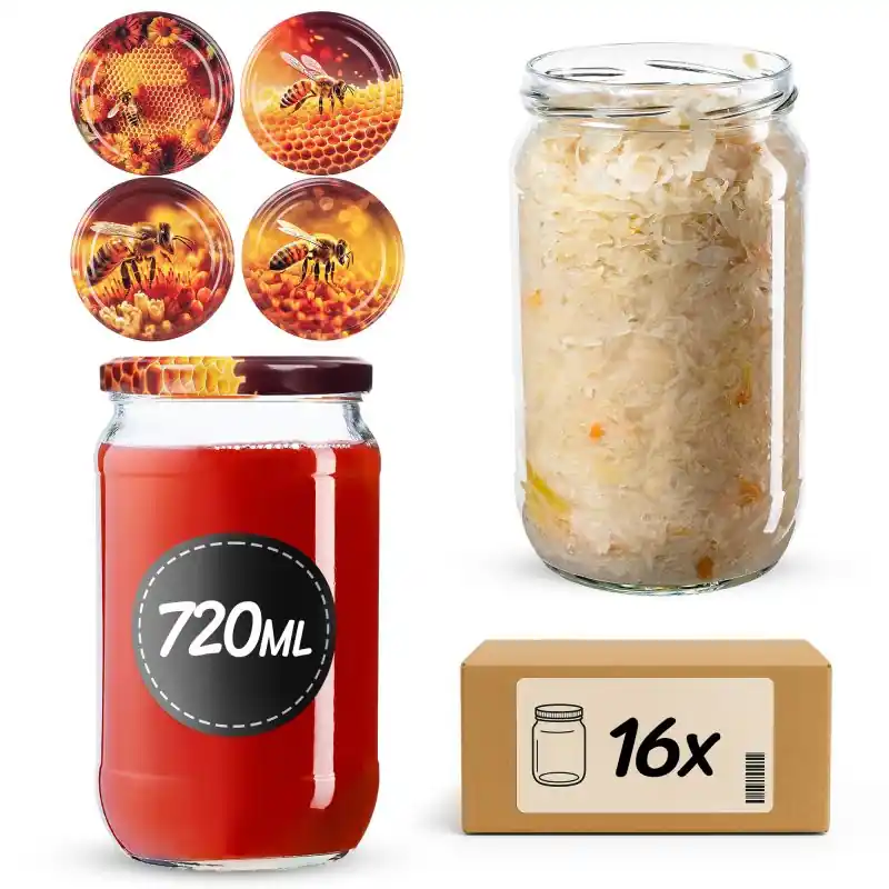 Słoiki na przetwory Niva 720ml fi 82 mm 48szt + wieczko Zestaw miodowy