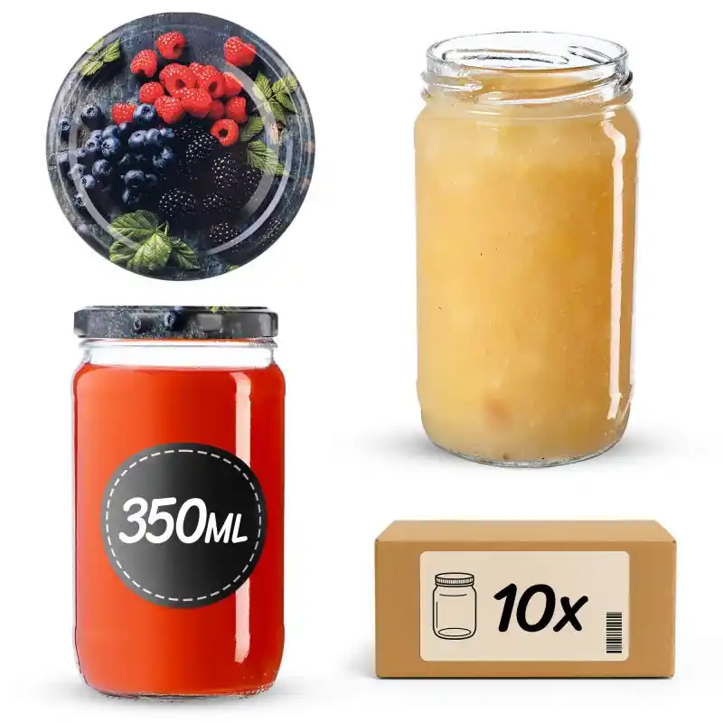Słoiki na przetwory Gera 350ml fi 66 mm 10szt + wieczko Owoce