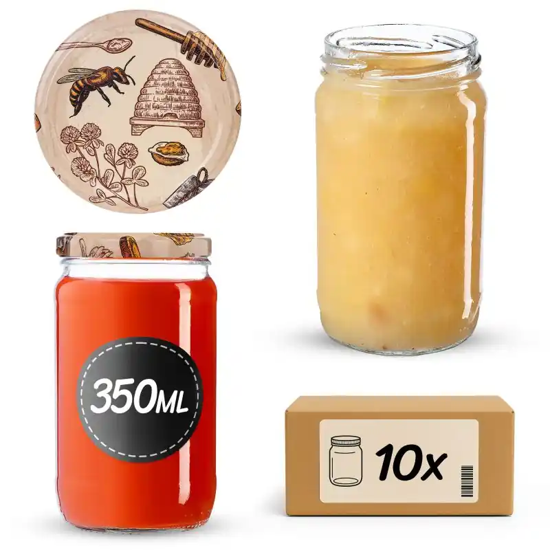 Słoiki na przetwory Gera 350ml fi 66 mm 10szt + wieczko Miód
