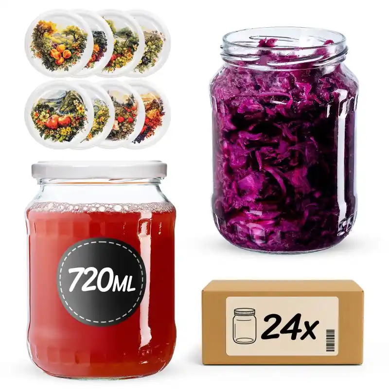 Słoiki na przetwory Jukka 720ml fi 82 mm 24szt + wieczko Fruit heart