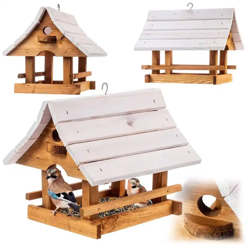 Karmnik dla ptaków Arbis domek 30 x 25 cm naturalny-biały