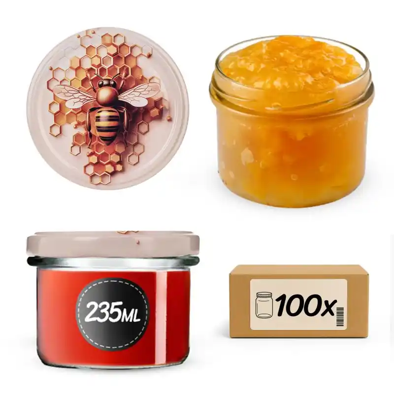 Słoiki na przetwory Tartu 235ml fi 82 mm 100szt + wieczko Pszczoła