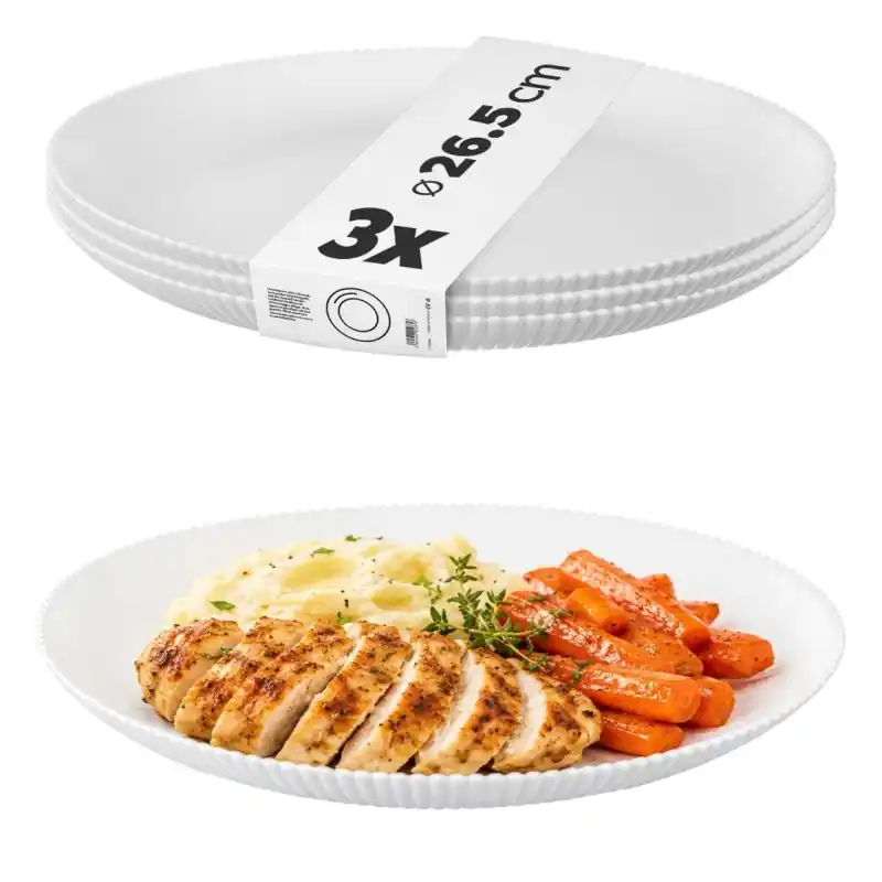Talerz płytki Regno 26.5 cm biały 3 szt.