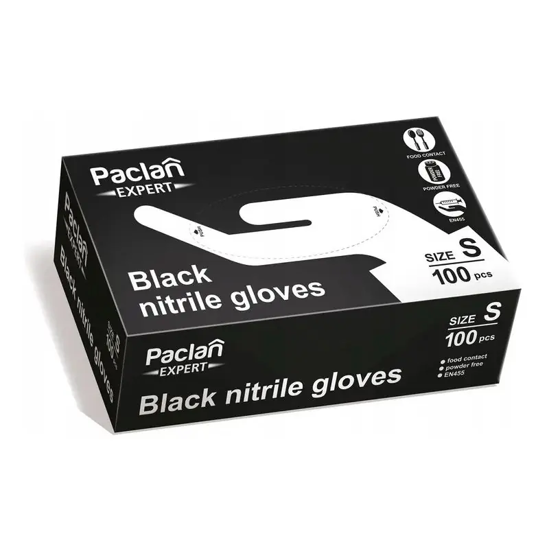 Paclan Expert Rękawiczki nitrylowe czarne rozmiar S 100 szt.
