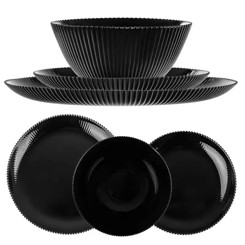 Zestaw obiadowy Regno salaterka 20 cm + talerz deserowy + talerz płytki czarny 1 kpl.