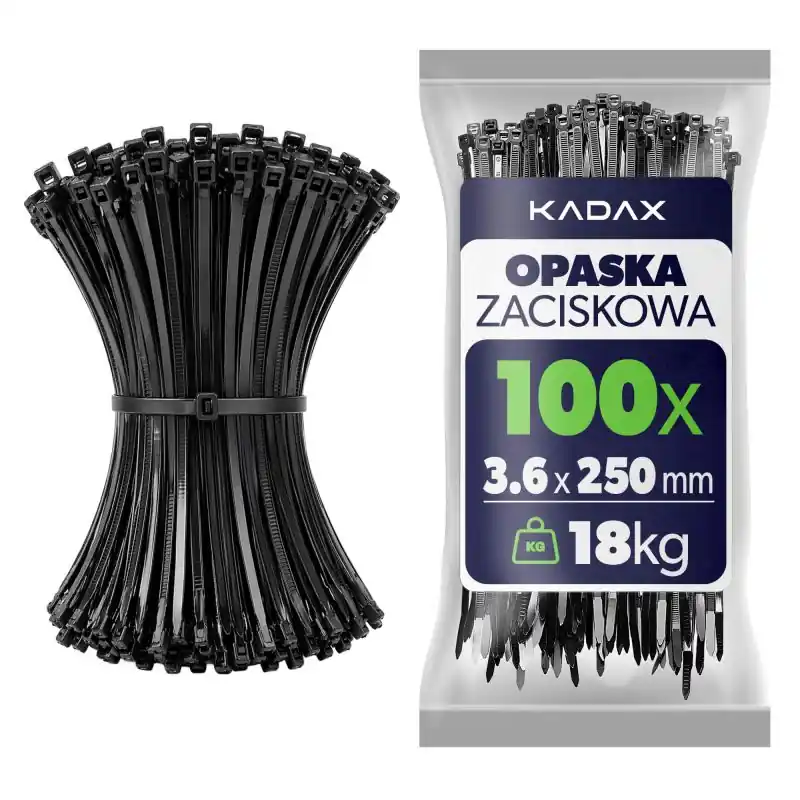 Opaski zaciskowe Maurens 250 x 3.6 mm czarne 100 szt.