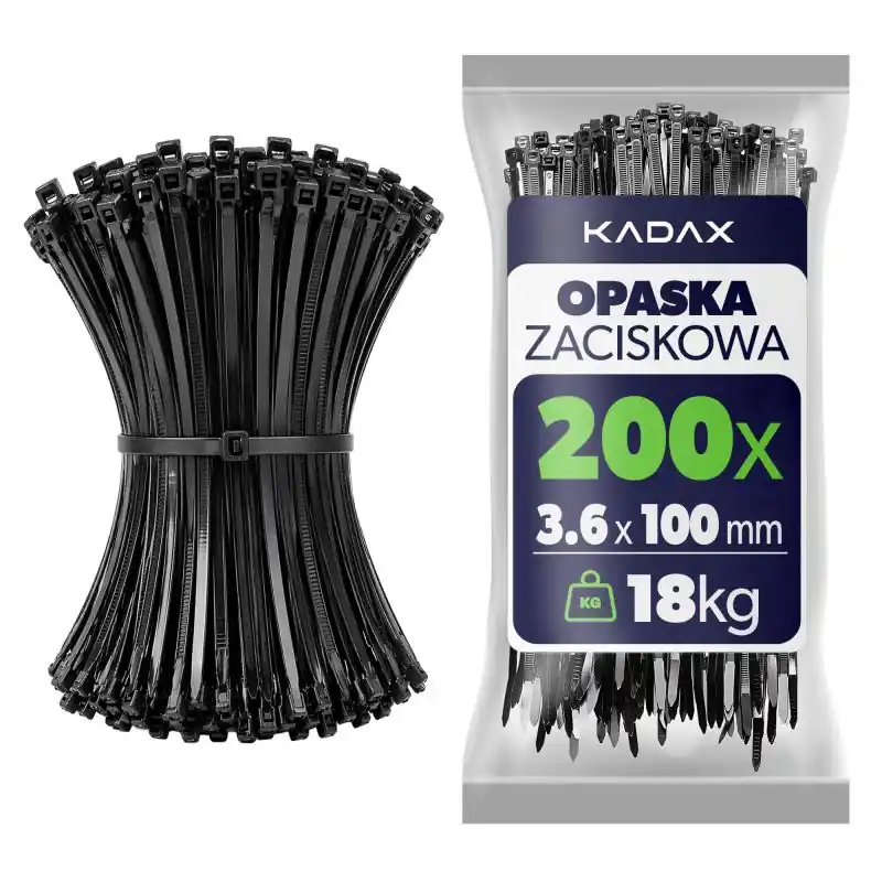 Opaski zaciskowe Maurens 100 x 3.6 mm czarne 200 szt.