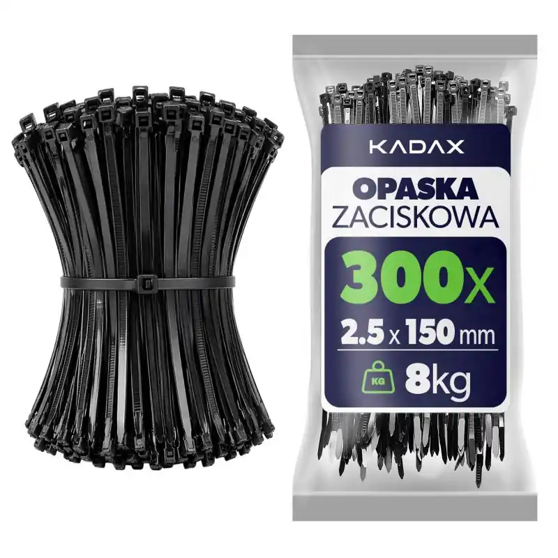 Opaski zaciskowe Maurens 150 x 2.5 mm czarne 300 szt.